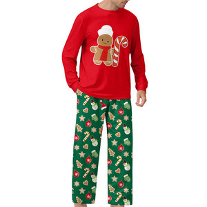 FIT FRONT INDUSTRIES <b>Men's</b> Christmas <b>Pajama</b> <b>Set</b> Long Sleeve Top Green Striped 100% Cotton Casual Homewear Sleepwear - Product Image 1