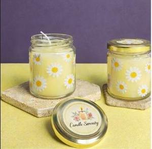 <b>Soft</b> <b>Yellow</b> Soy & <b>Paraffin</b> Wax Handmade Eco-Friendly Scented White Daisy Design for Christmas Diwali New Year and Bulk Orders - Product Image 2