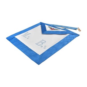 Regalia Masónica: Delantal de Maestro Masón para Logia Azul con Cinta Azul y Bordado a Máquina, Servicio OEM MAP-0125 - Product Image 4