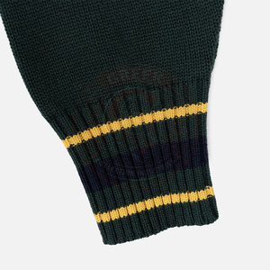 Cardigan en tricot vert foncé pour homme, manches longues, bordure contrastée, couleur unie, fermeture boutonnée, pull pour homme. - Product Image 3