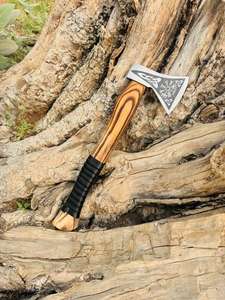 Thewizcrafts Custom 18" D2 Steel Splitting <b>Axe</b> Tomahawks Rosewood Handle Leather Sheath Outdoor Hunting Camping Gift Dad - Product Image 5