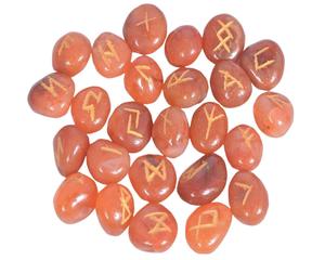 Red Carnelian Agate Tumbled <b>Crystal</b> Rune <b>Set</b> Natural Wicca Energy Stone Divination Intuition Meditation Protection Viking - Product Image 6
