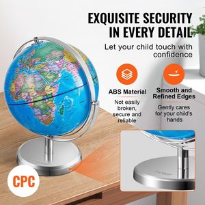 Mappamondo illuminato LED per la luce notturna della costellazione 9 \ "HD stampato mappa stabile in metallo pesante per l'aula per bambini - Product Image 5