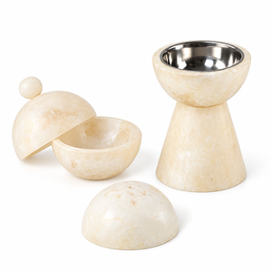 DECORYUG Ensemble brûleur d'encens en résine effet marbre crème avec insert en acier inoxydable et couvercle, 100% fait main, couleur et forme personnalisables - Product Image 2