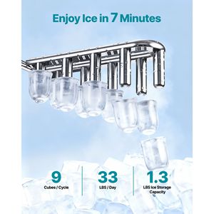 Distributeur d'eau à chargement par le bas avec machine à glaçons, production de 33 lb/24h, 9 glaçons en 7 min, capacité de stockage de 1,3 lb, sur pied - Product Image 3