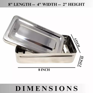 Boîte à instruments chirurgicaux dentaires, cassette de stérilisation en autoclave, conteneur 8x4x2 pouces, plateau manuel en acier, GUJJAR SURGICAL - Product Image 2