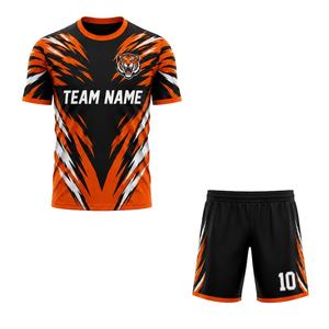 Ensemble de maillots de football personnalisés unisexes à col rond et manches courtes, design à lettres, séchage rapide, 100% polyester, fermeture à cordon - Product Image 2