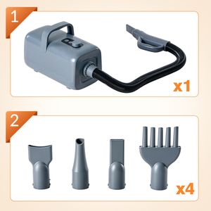 Secador de Mascotas de Alta Velocidad de 1550W con Velocidad y Temperatura Ajustables, 4 Boquillas, Secador de Pelaje para Perros, Calentador Incluido - Product Image 5