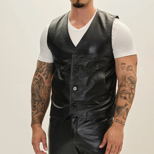 Private Label New Design Men Leather <b>Vest</b> Hot Selling Bulk Quantity Comfortable Fit Men Leather <b>Vest</b> - Product Image 3
