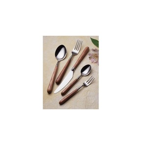 Premium Rustic Stainless Steel Wood Handle Four-Piece Eco-Friendly Dishwasher Safe Flatware Collection Wholesale for Weddings - Product Image 2
