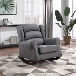 Fauteuil à bascule en tissu Fabien Gray pour salon - Product Image 1