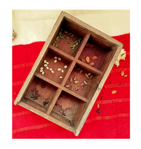 Boîte à épices en bois d'acacia, emballage cadeau, boîte de rangement pour fruits secs, boîte à épices en bois pour la cuisine, boîte à masala en bois - Product Image 1