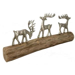Decoración Interior: Familia de Ciervos Plateados sobre Tronco de Madera, Adorno Navideño para Mesa, Artículos Decorativos para el Hogar, Adorno Festivo de Invierno - Product Image 1