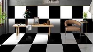 กระเบื้องปูพื้นและผนังพอร์ซเลนสีดำหรือสีขาวแบบมันเงาทันสมัย หลายขนาด สำหรับตกแต่งภายในโรงแรมหรูและบ้าน - Product Image 4