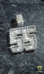 Collier Hip Hop avec pendentif numéro 55 en diamant de laboratoire, plaqué or 18 carats, certifié GIA, bijoux de luxe, cadeau - Product Image 2