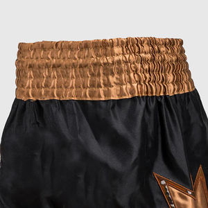 Pantalones Cortos de Muay Thai MMA Kickboxing, Cintura Elástica, Satén Negro, Pantalones Cortos Deportivos 100% Poliéster Transpirables para Artes Marciales - Product Image 4