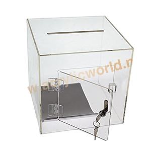 <b>Acrylic</b> Donation <b>Box</b> With Lock - Product Image 1