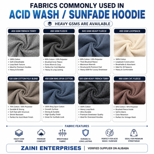 Sudadera con Capucha de Felpa de Algodón y Poliéster de 450 GSM, Color Marrón Negro Lavado Ácido, con Bordado Personalizado, Impresión de Logotipo, OEM, ODM - Product Image 4