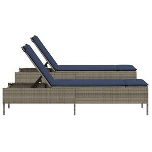 Chaise longue de patio réglable en rotin PE gris avec accoudoirs standard - Product Image 6