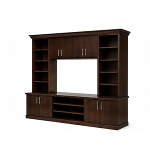 Custom Dark Teak Wood <b>TV</b> <b>Stand</b> Wall Unit Entertainment Cabinet for Hotel Home Apartment Villa and Large Interior Projects - Product Image 5