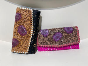 Portefeuille en cuir torsadé à la main Western Hair On Métallisé Sac à main en cuir véritable Premium High Quality Western Card Holder Luxury Wallet - Product Image 3