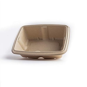 Recutangle 500ml Bagasse Box Lid Eco Friendly Biodegradable Disposable Food <b>Container</b> for <b>Snacks</b> Party Takeaway Use Unbleached - Product Image 1