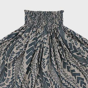 Falda Hawaiana Tradicional Pau Hula para Mujer, Auténtico Estampado Tribal Polinesio, Cintura Ajustable con Elástico, Color Marrón Tierra y Verde Lima - Product Image 5