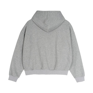 Sudadera con Capucha y Cierre para Hombre, Color Gris, Corte Holgado, Informal, Color Sólido, Felpa, 100% Algodón, Invierno, Impresión Digital - Product Image 2