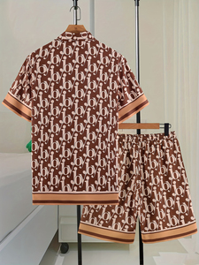 Best sale for Men's Lightweight Summer <b>Set</b> Textured <b>Knitted</b> Shirt and Shorts Combo for Beach Holidays or Outings custom OEM - Product Image 2