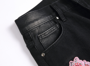 Jeans en denim évasés avec broderie personnalisée, ultra-doux, respirants, écologiques, broderie pour femmes, tissu de qualité supérieure, séchage rapide, coton - Product Image 6