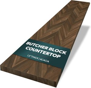 Thien Phat Solid Acacia Wood Chevron Butcher Block Countertop Oil Finish Grade BC 25x96inches Made Vietnam Durable Moisture - Product Image 1
