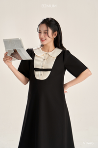 Robe de maternité B2 MUM V1446 écologique et respirante à manches courtes, coupe trapèze, col Peter Pan, légère, douce, lisse et extensible - Product Image 5