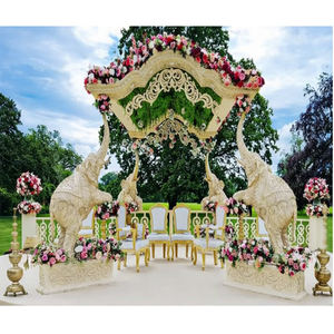 Magnifique Mandap de mariage extérieur sculpté en forme d'éléphant, superbe ensemble de Mandapam de mariage sculpté en forme d'éléphant, achetez des piliers de style Hathi pour l'installation aux États-Unis - Product Image 1