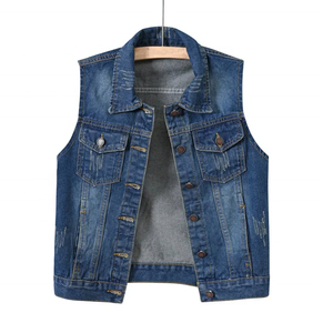 Gilet en jean pour femme avec ourlet effiloché, vente en gros, fournisseur en vrac pour les magasins de vêtements vintage, marque privée - Product Image 3