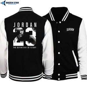Men's Varsity Jacket Black White Sleeve Patchwork Print Preppy Style Autumn Wear Polyester Material - Product Image 2