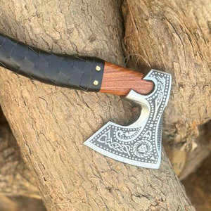 Hacha de Estilo Nórdico con Cabeza de Acero y Diseño Grabado, Mango de Madera, Herramienta Industrial para Camping, Supervivencia, Decoración del Hogar, Regalo Coleccionable - Product Image 6