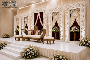 Elegantes Telones de Fondo con Marco de Fibra para Bodas y Recepciones, Escenario de Boda Premium con Paneles Decorativos Tallados - Product Image 3