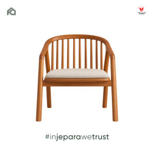 Fauteuil de salle à manger de luxe en teck massif avec dossier à tiges courbées et coussin rembourré, style scandinave moderne pour restaurant et villa - Product Image 3