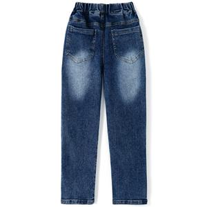 Girls Floral Embroidered Relaxed Fit Denim <b>Jeans</b> <b>Elastic</b> <b>Waist</b> Kids Casual Straight Leg Pants OEM ODM Wholesale Apparels - Product Image 3