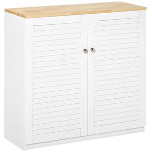 Mobiletto bianco autoportante con ante a persiana per cucina, soggiorno, corridoio, soluzione di archiviazione stabile per home bar - Product Image 1