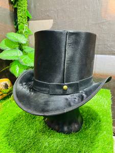 Chapeau haut de forme en cuir noir, style formel, décontracté, pour fête, costume, quatre saisons, unisexe - Product Image 4