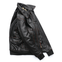 2026 OEM Veste en cuir de vache noir véritable pour homme, très vendue, 100% haute qualité, imperméable, faible MOQ, prix bas, mode hiver, modèle frontal