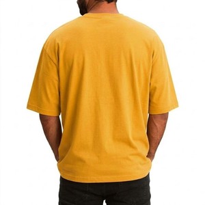เสื้อยืดโอเวอร์ไซส์สีเหลืองพรีเมียมสำหรับผู้ชาย ผ้าฝ้ายทรงหลวม ไหล่ตก สไตล์สตรีทแวร์ เสื้อยืดเปล่าแบบสั่งทำได้ แฟชั่นลำลองใส่สบายสำหรับฤดูร้อน - Product Image 4