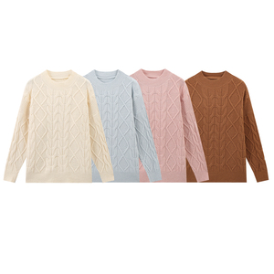 Suéter de Punto Argyle con Cuello Redondo para Mujer, Manga Larga, Informal, para Invierno, 100% Acrílico, Antipilling, Grosor Estándar - Product Image 1