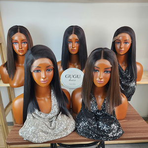 Perruque courte bob Gugu Hair, très populaire, en cheveux vierges vietnamiens, ultra-lisses, avec dentelle frontale transparente HD, double densité. - Product Image 1