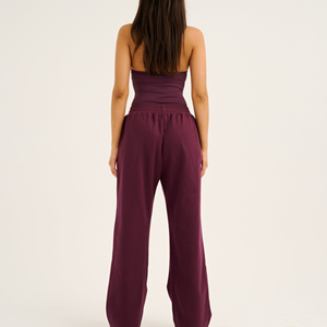 Pantalon de jogging ample pour femme avec boutons décoratifs, motif logo, manches longues, pantalon cargo en tricot épais - Product Image 4