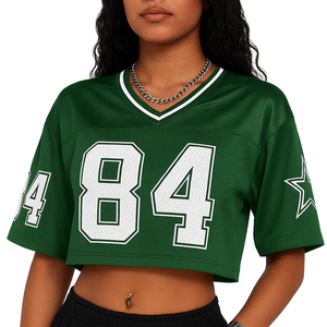 100% Polyester Customizable V Neck <b>Cropped</b> American Football Jersey Unisex Quick-drying Breathable Oversized - Product Image 3