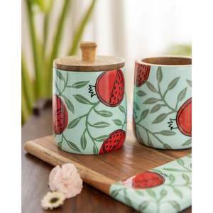 Eco-Friendly Acacia Wood Printed <b>Jar</b> Wooden Enamel <b>Kitchen</b> <b>Storage</b> <b>Jar</b> - Product Image 3
