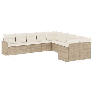 Conjunto de Sofás Modulares Grandes de Ratán Sintético PE Beige para Jardín, Muebles Modulares Cómodos para Exteriores - Product Image 2
