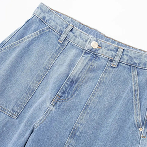Jean décontracté taille mi-haute pour femme, coupe droite, en polyester/coton respirant, délavé/déchiré, écoresponsable, grandes tailles - Product Image 5